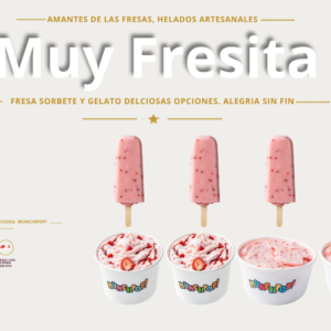 Combo Muy Fresita Munchpop - 2 gelatos de fresas con crema, 2 sorbetes y 4 paletas artesanales de fresa natural de Tecpán por Q125 con envío gratis
